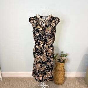 The perfect black and peach 90s vintage floral midi slip dress